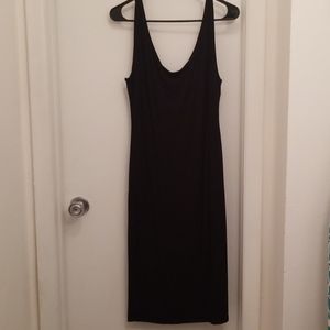 Knee length black knit fitted dress